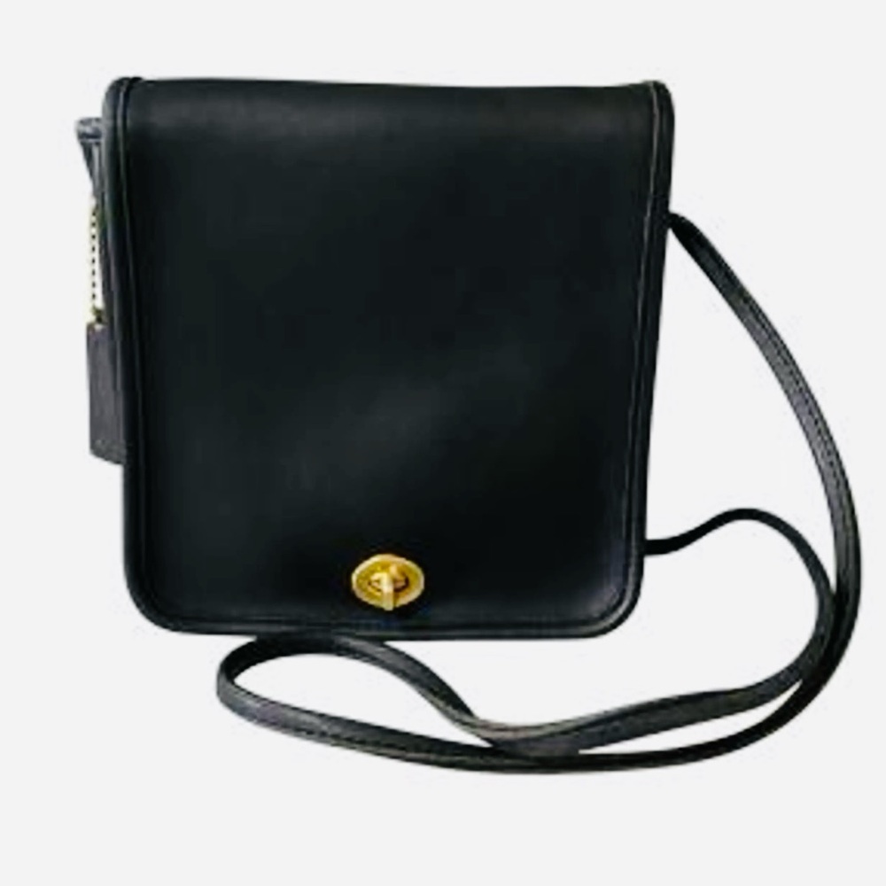 Coach Black Leather Crossbody Bag with Gold Accents - Picture 2 of 13